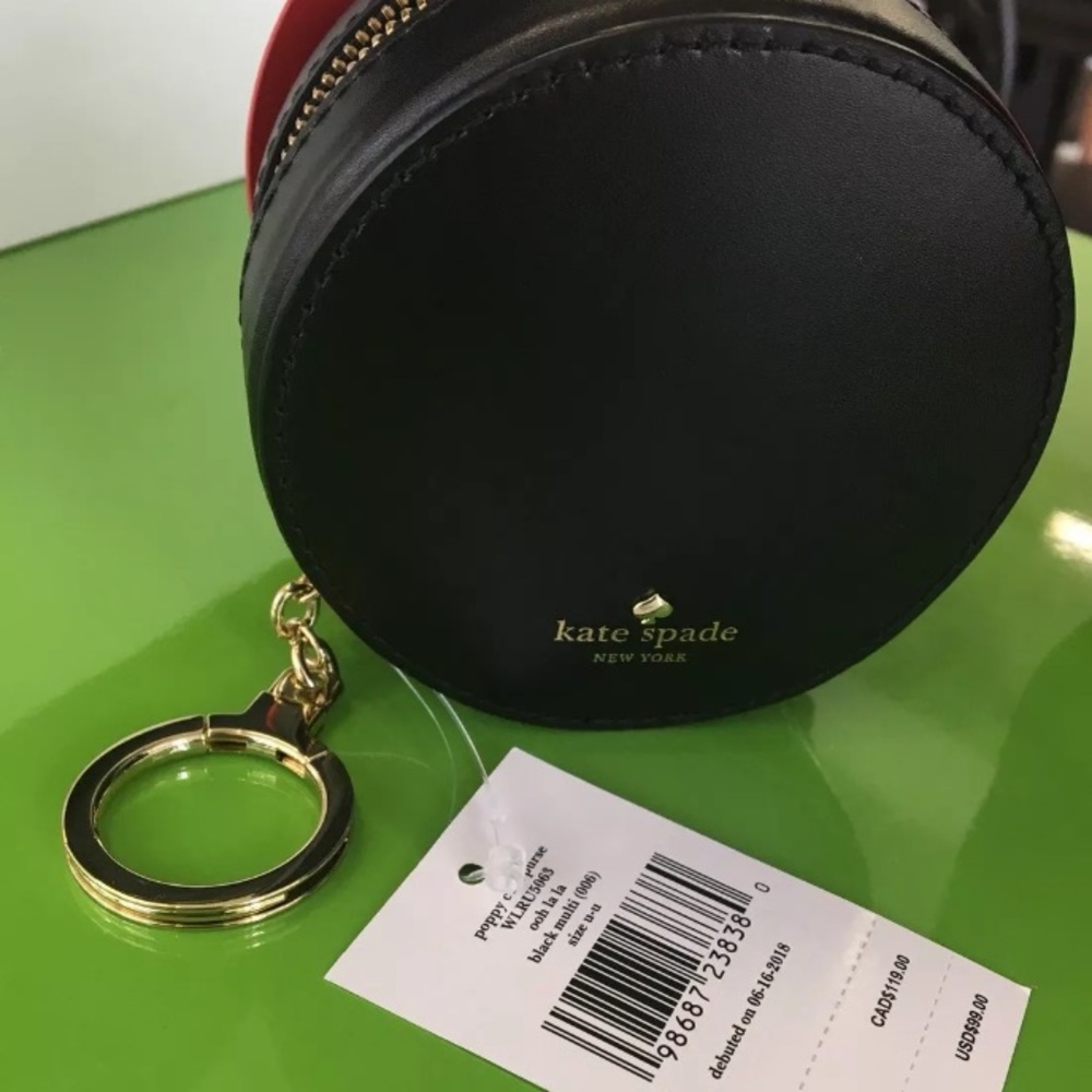Kate spade OH la la Poppy red black coin purse NWT - Picture 4 of 8